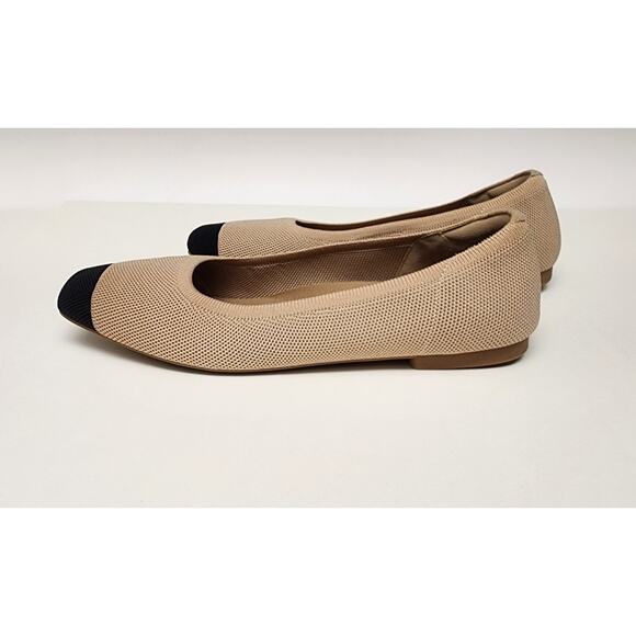 Arromic Square Toe Ballet Flat Shoes Size 9 Tan/Black Fabric Upper - Picture 5 of 10